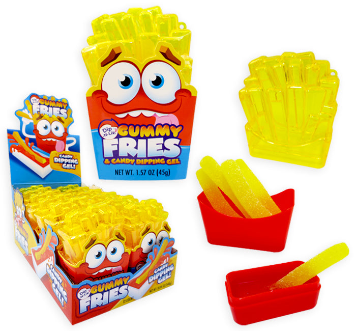 GUMMY FRIES DIP-N-LIK WITH CANDY DIPPING GEL IN DISPLAY