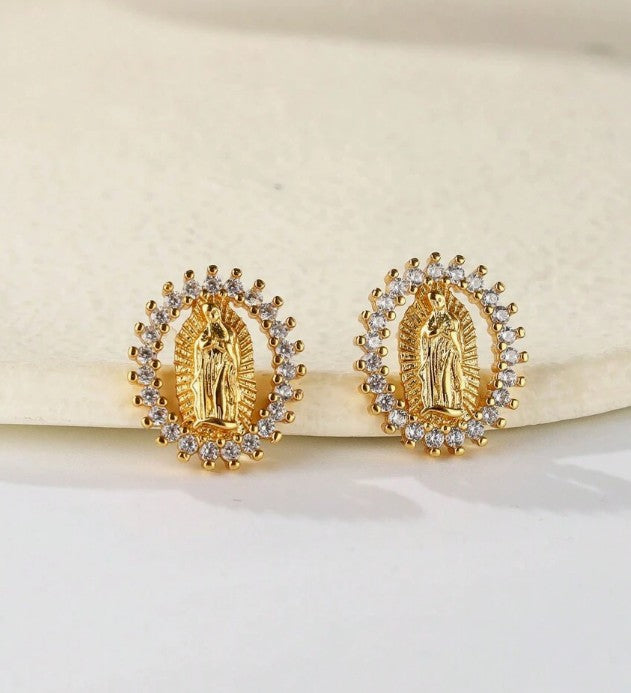Virgin Mary Stud Earrings