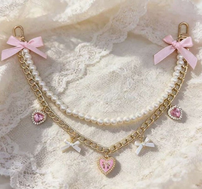 Pink Heart Charm Bag Chain