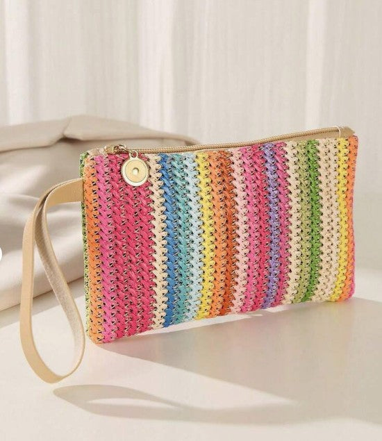 Rainbow Striped Clutch Bag