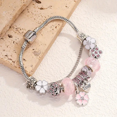 Bohemian Style Silver Plated Charm Bracelet