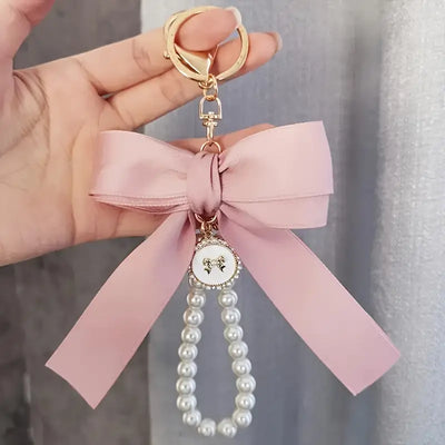 Large Pink Bow Keychain