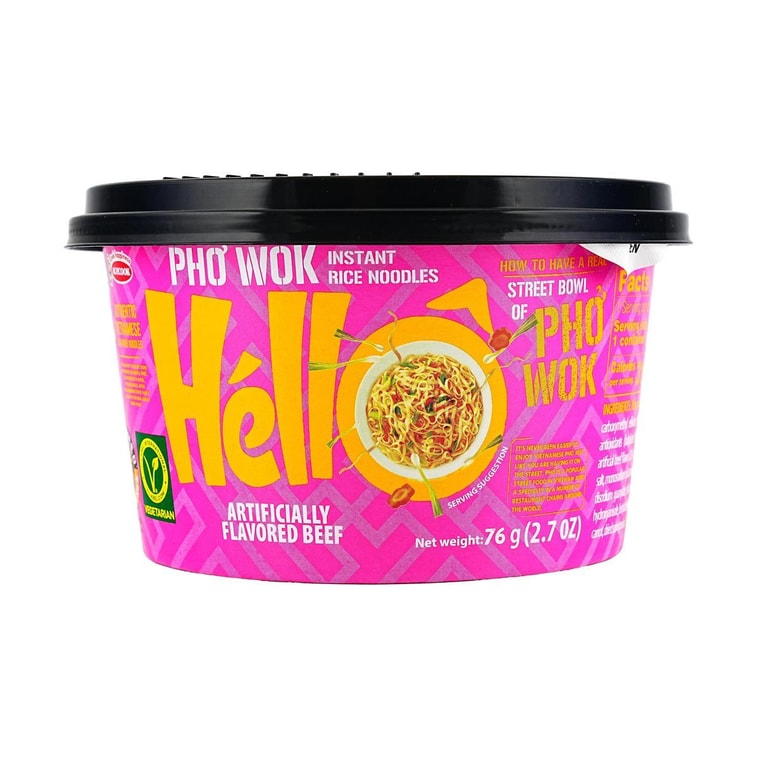 Hello Bowl Pho Wok Instant Rice Noodles Beef 2.7oz