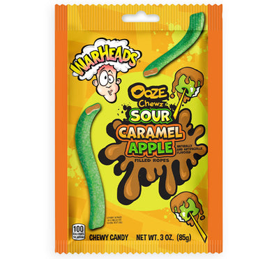 WARHEADS OOZE CHEWZ SOUR CARAMEL APPLE FILLED ROPES
