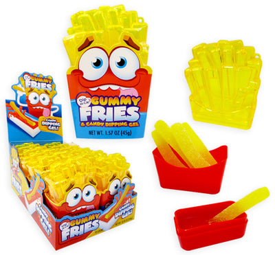 GUMMY FRIES DIP-N-LIK WITH CANDY DIPPING GEL IN DISPLAY