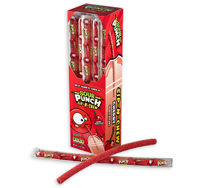 SOUR PUNCH SIP-N-CHEW DRINKING STRAW - CHERRY