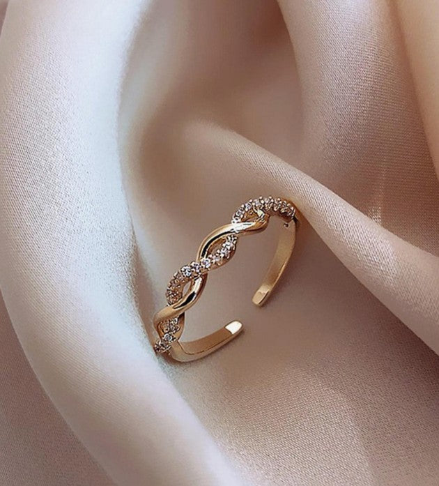 Gold Rhinestone Cuff Ring (One size fits all)