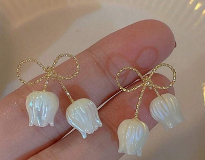 White Floral Earrings