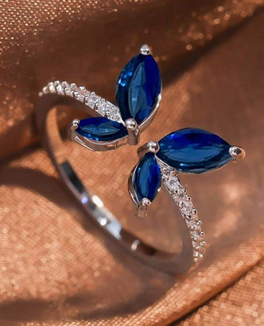 Blue Butterfly Ring (Adjustable)