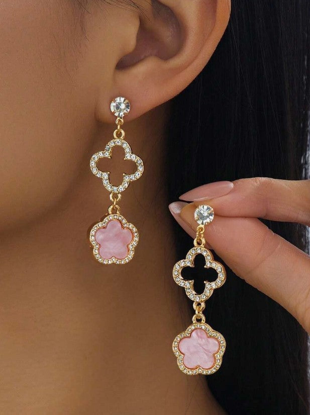 Pink Clover Earrings