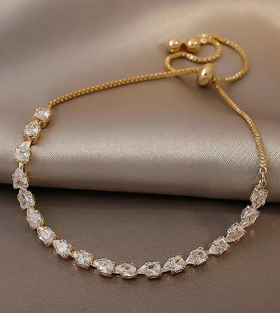 Gold Cubic Zirconia Draw Bracelet
