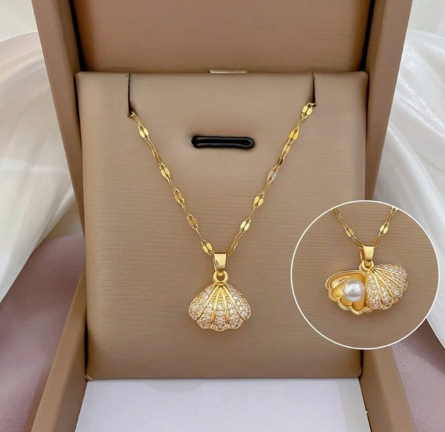 Pearl Gold Necklace Stainless Steel