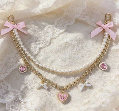 Pink Heart Charm Bag Chain