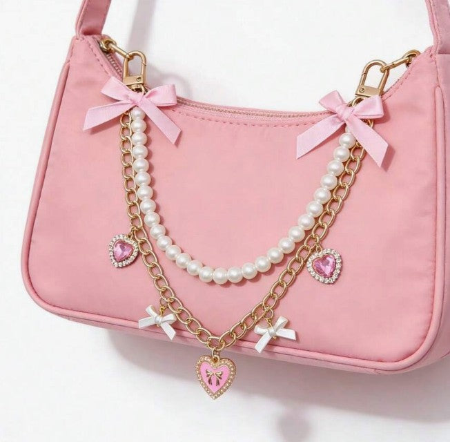 Pink Heart Charm Bag Chain