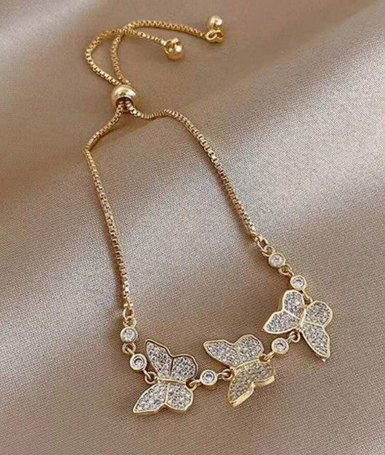 Rhinestone Butterfly Drawstring Bracelet