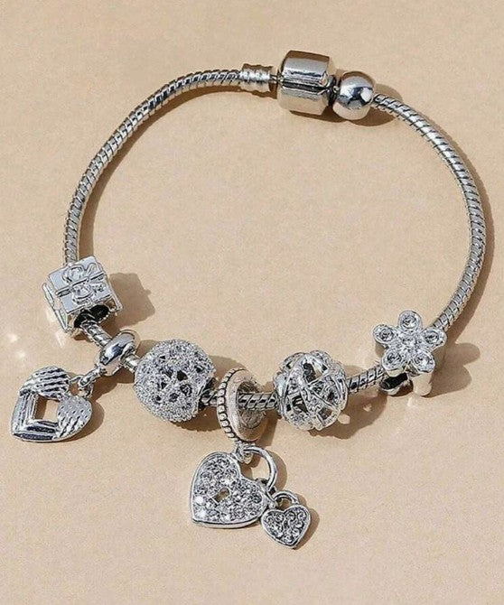 Heart Lock Charm Bracelet