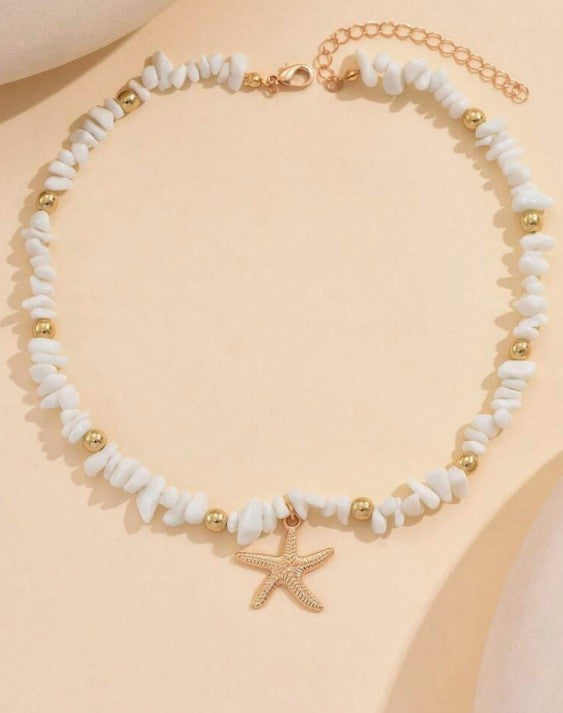 Starfish White Pebble Necklace
